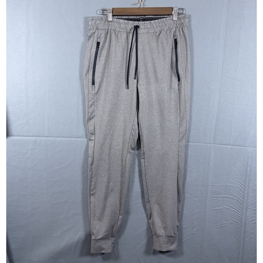 No Bull Jogger Pants Mens Sz M Gray Performance Zip Pockets Drawstring